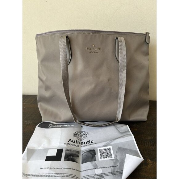 Kate Spade Kitt Large Nylon Tote Bag Nimbus Grey Gray Purse $299 MSRP - Picture 9 of 11
